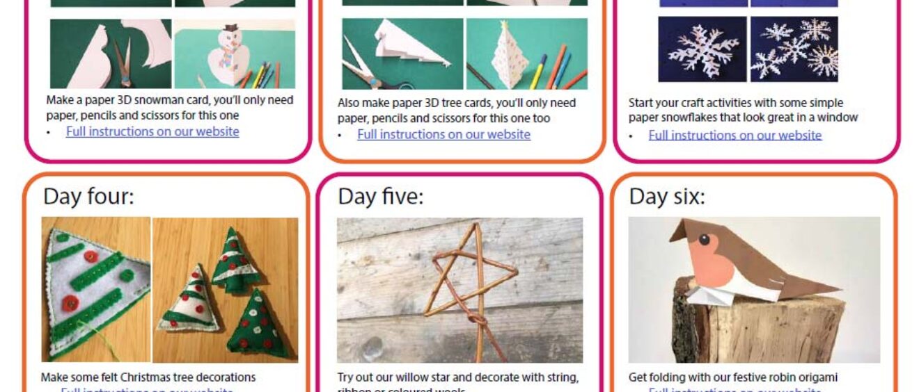 montage of Christmas themed activities from ArtCare website