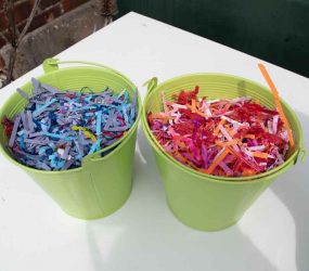 coloured shredded paper