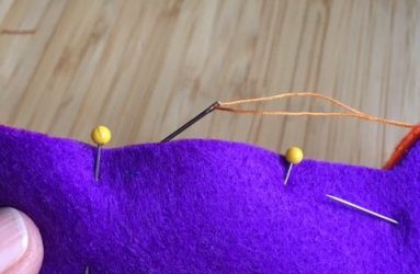 llama shape pinned ready to sew along the edge