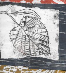 leaf outline layered on different coloured papers