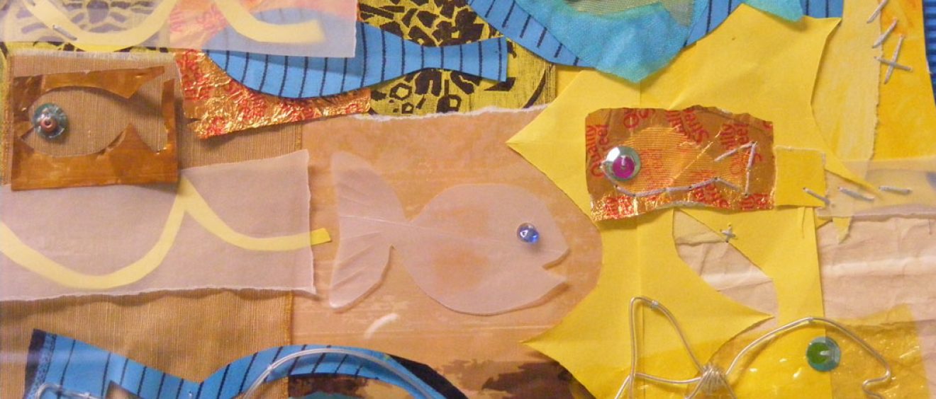Close up of our fish themed colllage