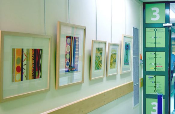 paintings hanging on wall