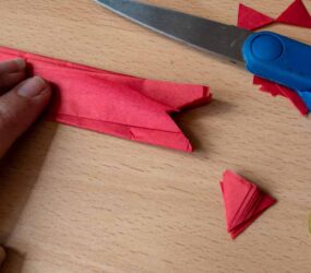 cut a triangle into the end