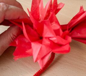 fanning out the tissue paper
