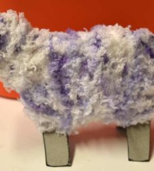 ears stuck on finished standing woolly sheep