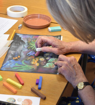 Staff member blending pastel image