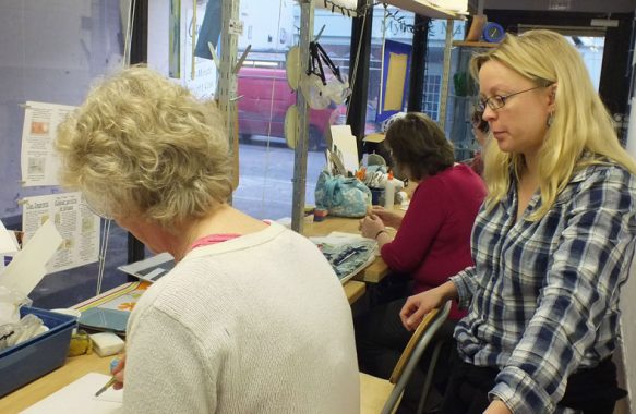 Sif Wolthers with staff in her studio